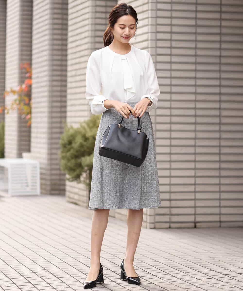 FKHDS91150 MK MICHEL KLEIN(MK ミッシェルクラン) ラメツイードフレアスカート/洗える グレー