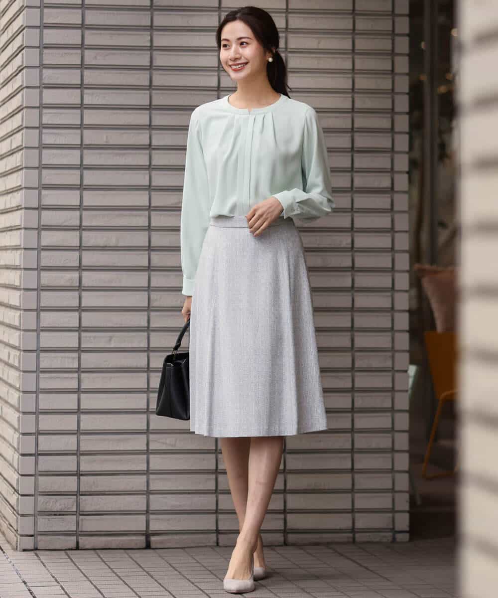 FKHDS91150 MK MICHEL KLEIN(MK ミッシェルクラン) ラメツイードフレアスカート/洗える グレー
