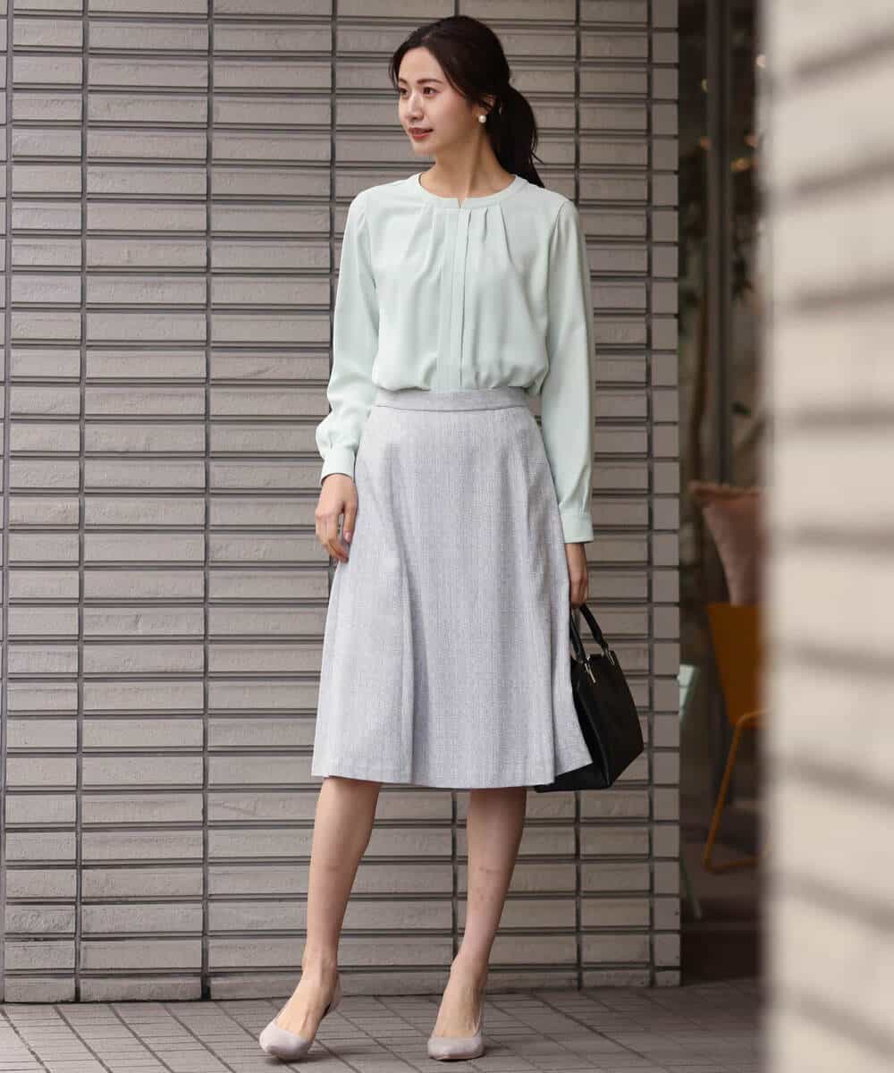 FKHDS91150 MK MICHEL KLEIN(MK ミッシェルクラン) ラメツイードフレアスカート/洗える グレー