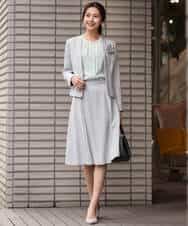 FKHDS91150 MK MICHEL KLEIN(MK ミッシェルクラン) ラメツイードフレアスカート/洗える グレー