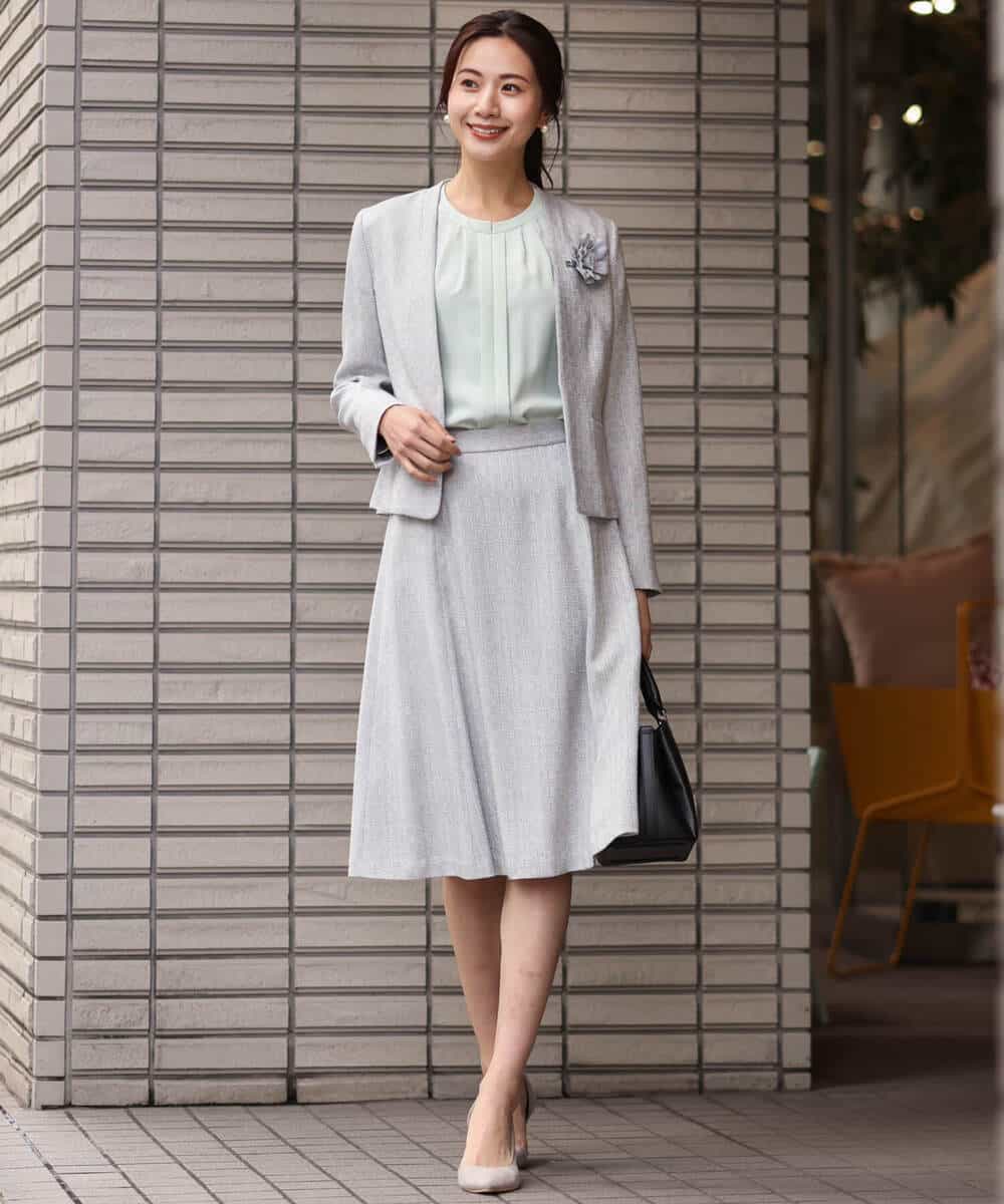 FKHDS91150 MK MICHEL KLEIN(MK ミッシェルクラン) ラメツイードフレアスカート/洗える グレー
