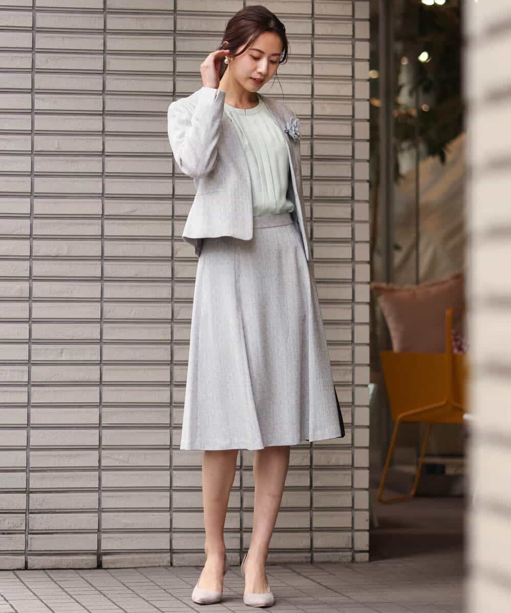 FKHDS91150 MK MICHEL KLEIN(MK ミッシェルクラン) ラメツイードフレアスカート/洗える グレー