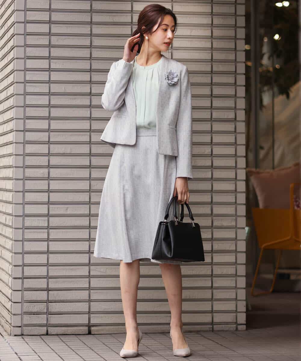 FKHDS91150 MK MICHEL KLEIN(MK ミッシェルクラン) ラメツイードフレアスカート/洗える グレー