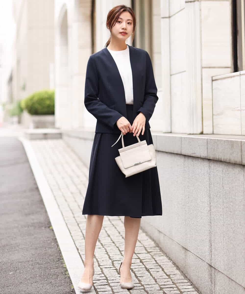FKHDV66150 MK MICHEL KLEIN(MK ミッシェルクラン) ラップ風デザインフレアスカート/洗える ライトブルー