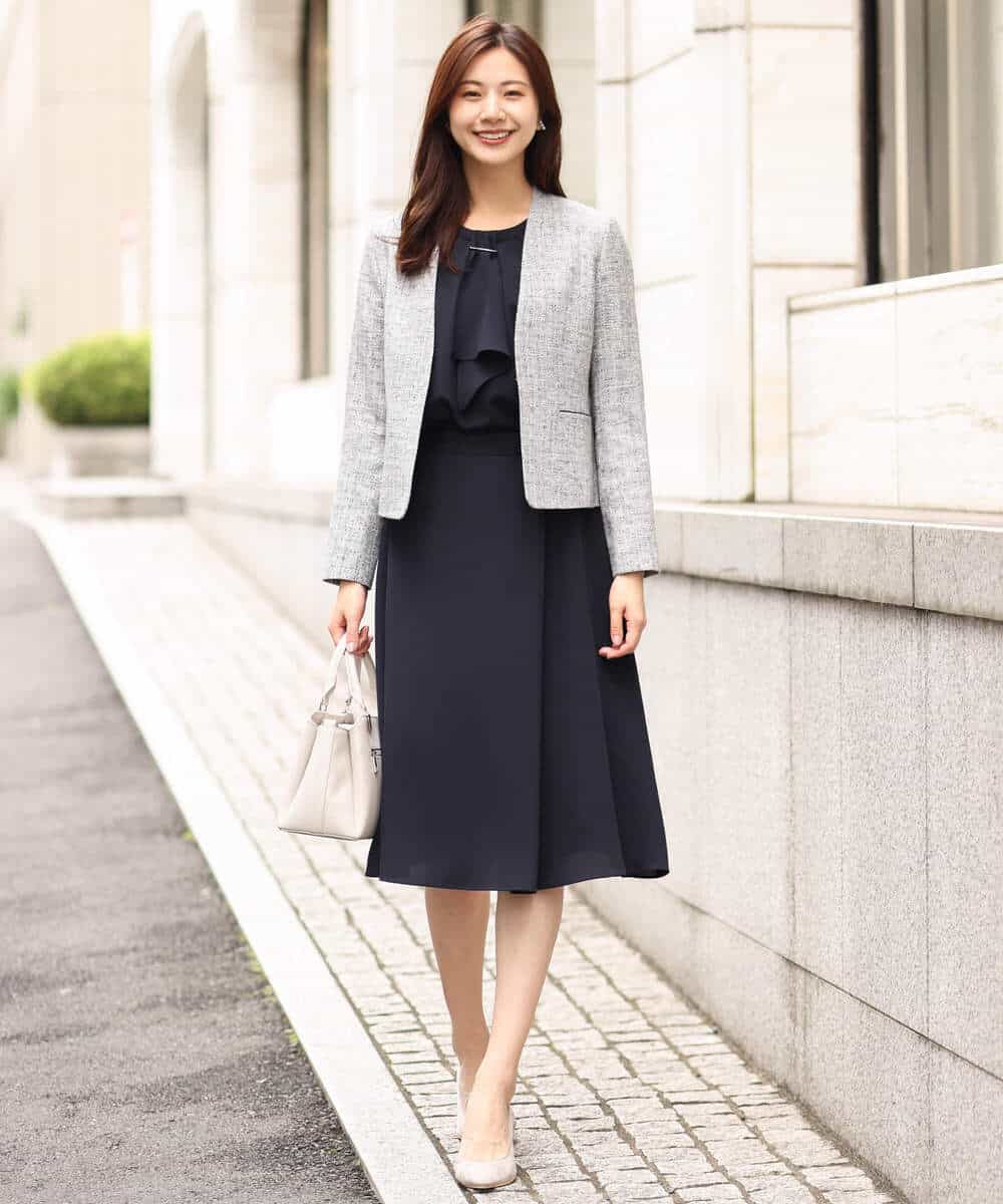 FKHDV66150 MK MICHEL KLEIN(MK ミッシェルクラン) ラップ風デザインフレアスカート/洗える ライトブルー