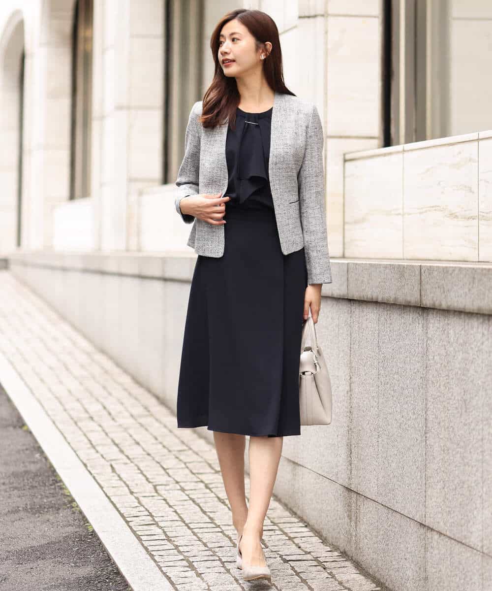 FKHDV66150 MK MICHEL KLEIN(MK ミッシェルクラン) ラップ風デザインフレアスカート/洗える ライトブルー