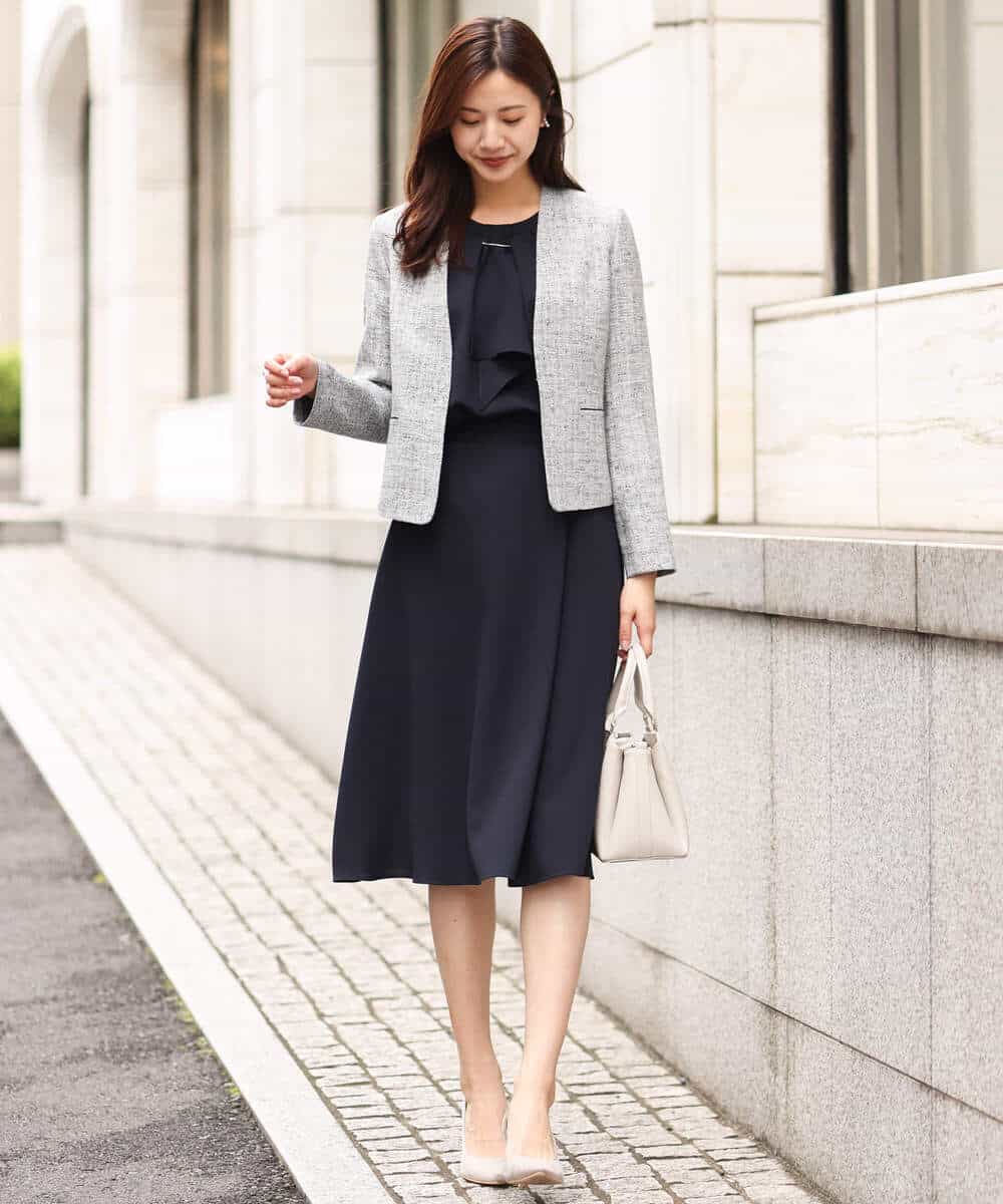 FKHDV66150 MK MICHEL KLEIN(MK ミッシェルクラン) ラップ風デザインフレアスカート/洗える ライトブルー