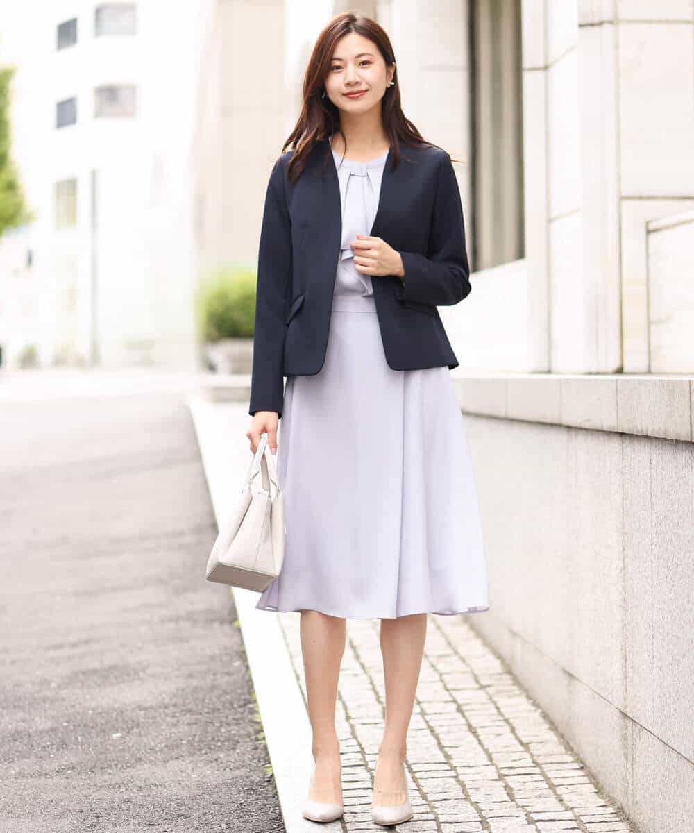 FKHDV66150 MK MICHEL KLEIN(MK ミッシェルクラン) ラップ風デザインフレアスカート/洗える ライトブルー