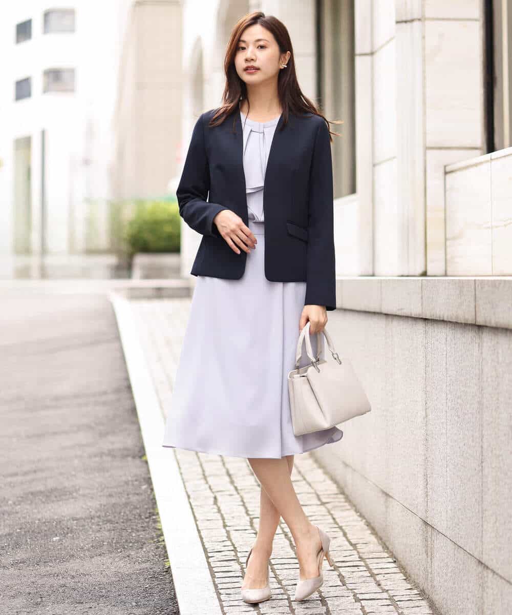 FKHDV66150 MK MICHEL KLEIN(MK ミッシェルクラン) ラップ風デザインフレアスカート/洗える ライトブルー