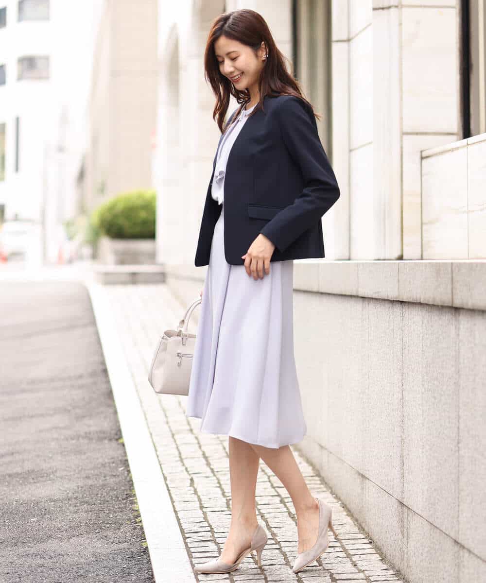 FKHDV66150 MK MICHEL KLEIN(MK ミッシェルクラン) ラップ風デザインフレアスカート/洗える ライトブルー