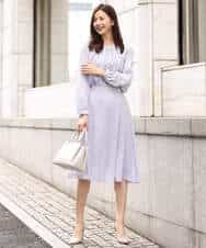 FKHDV66150 MK MICHEL KLEIN(MK ミッシェルクラン) ラップ風デザインフレアスカート/洗える ライトブルー