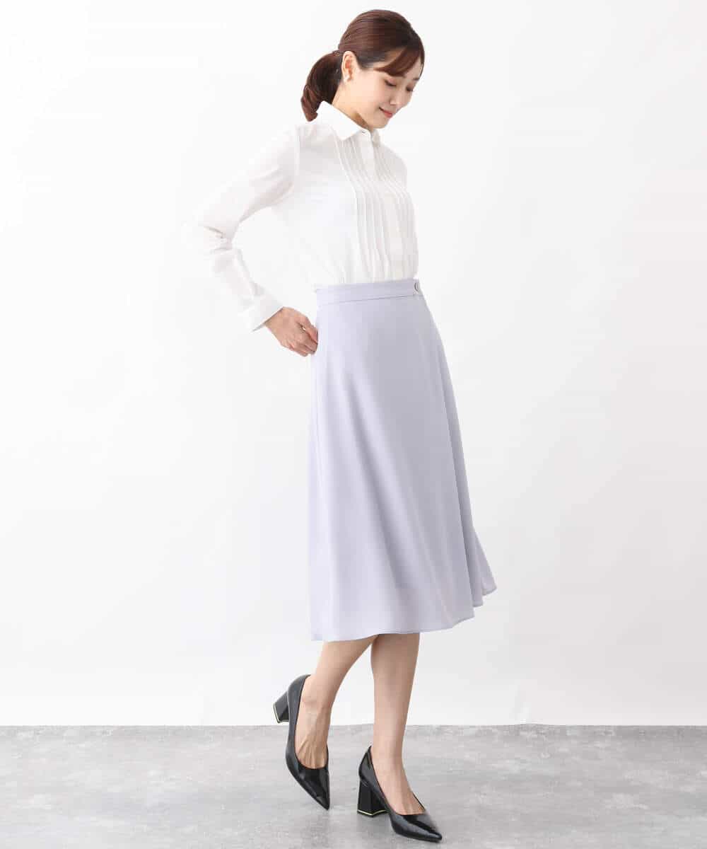 FKHDV66150 MK MICHEL KLEIN(MK ミッシェルクラン) ラップ風デザインフレアスカート/洗える ライトブルー