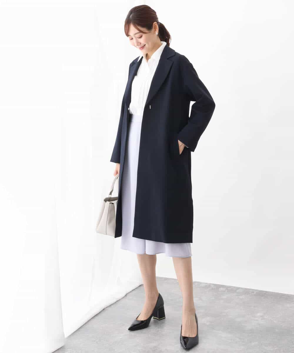 FKHDV66150 MK MICHEL KLEIN(MK ミッシェルクラン) ラップ風デザインフレアスカート/洗える ライトブルー