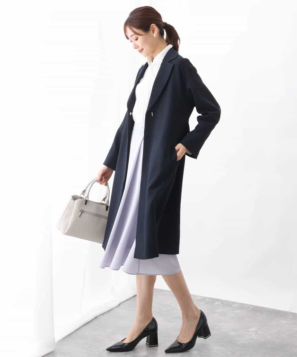 FKHDV66150 MK MICHEL KLEIN(MK ミッシェルクラン) ラップ風デザインフレアスカート/洗える ライトブルー