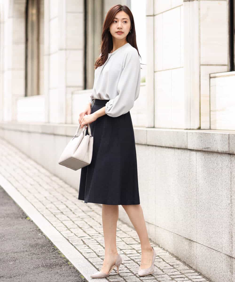 FKHDV91150 MK MICHEL KLEIN(MK ミッシェルクラン) ラメツイードフレアスカート/洗える グレー