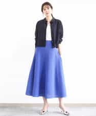 FKHFA01150 MK MICHEL KLEIN(MK ミッシェルクラン) フレアシルエットスポディッシュニットスカート/洗える ブルー