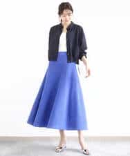 FKHFA01150 MK MICHEL KLEIN(MK ミッシェルクラン) フレアシルエットスポディッシュニットスカート/洗える ブルー