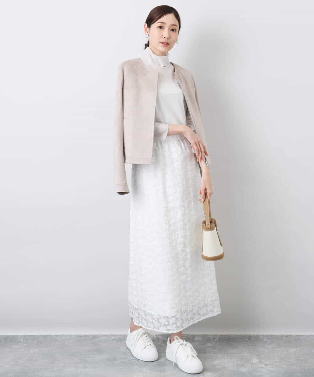 FKHFA02150 MK MICHEL KLEIN(MK ミッシェルクラン) 花柄刺繍オーガンジースカート/洗える ブラック