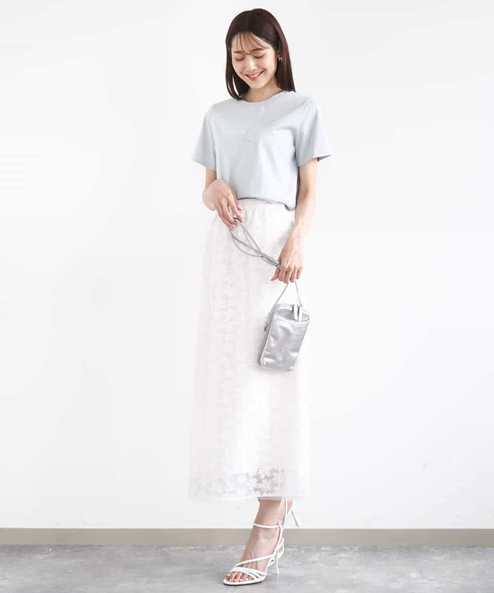 FKHFA02150 MK MICHEL KLEIN(MK ミッシェルクラン) 花柄刺繍オーガンジースカート/洗える ブラック