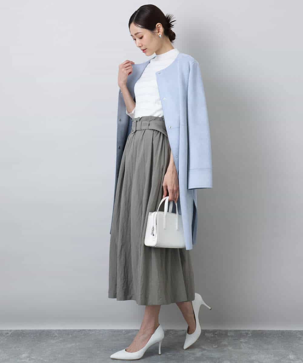 FKHFA05160 MK MICHEL KLEIN(MK ミッシェルクラン) ヴィンテージナイロンフレアースカート ラベンダー