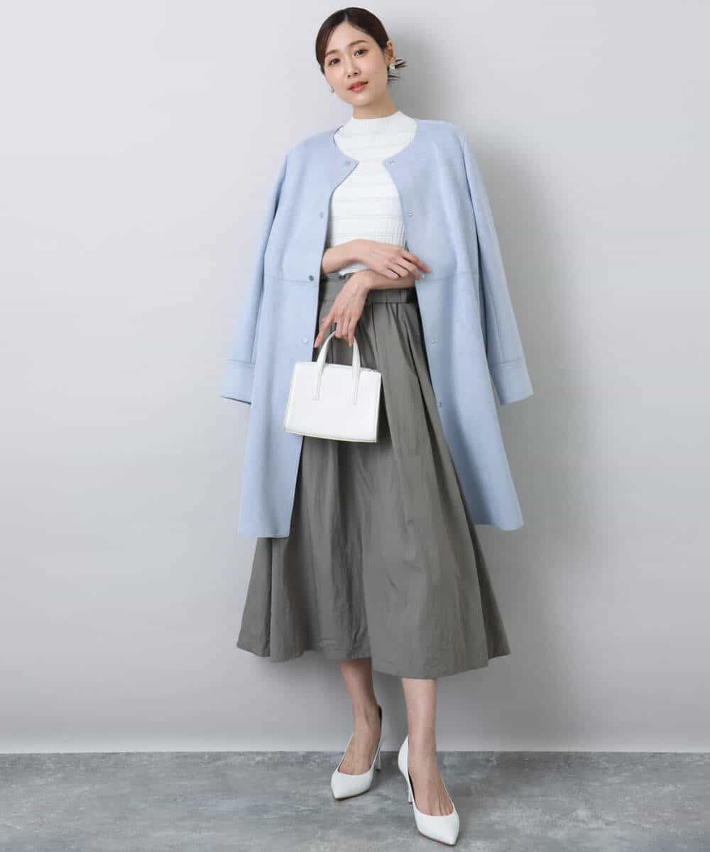 FKHFA05160 MK MICHEL KLEIN(MK ミッシェルクラン) ヴィンテージナイロンフレアースカート ラベンダー
