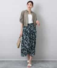 FKHFA07140 MK MICHEL KLEIN(MK ミッシェルクラン) 花柄シフォンスカート/洗える アイボリー