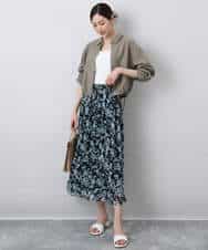 FKHFA07140 MK MICHEL KLEIN(MK ミッシェルクラン) 花柄シフォンスカート/洗える アイボリー