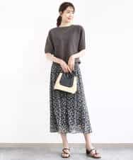 FKHFA09140 MK MICHEL KLEIN(MK ミッシェルクラン) 花柄シフォンスカート/洗える ライトブルー
