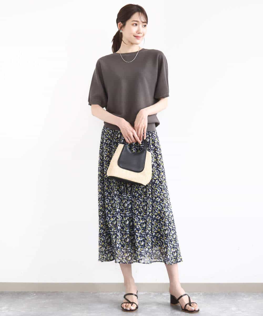 FKHFA09140 MK MICHEL KLEIN(MK ミッシェルクラン) 花柄シフォンスカート/洗える ライトブルー