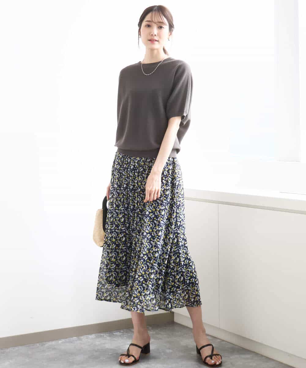 FKHFA09140 MK MICHEL KLEIN(MK ミッシェルクラン) 花柄シフォンスカート/洗える ライトブルー