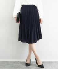 FKHFD12150 MK MICHEL KLEIN(MK ミッシェルクラン) リバーシブルシフォンプリーツスカート/洗える ネイビー