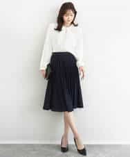 FKHFD12150 MK MICHEL KLEIN(MK ミッシェルクラン) リバーシブルシフォンプリーツスカート/洗える ネイビー