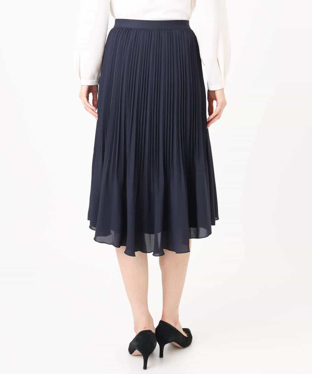 FKHFD12150 MK MICHEL KLEIN(MK ミッシェルクラン) リバーシブルシフォンプリーツスカート/洗える ネイビー