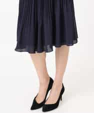FKHFD12150 MK MICHEL KLEIN(MK ミッシェルクラン) リバーシブルシフォンプリーツスカート/洗える ネイビー