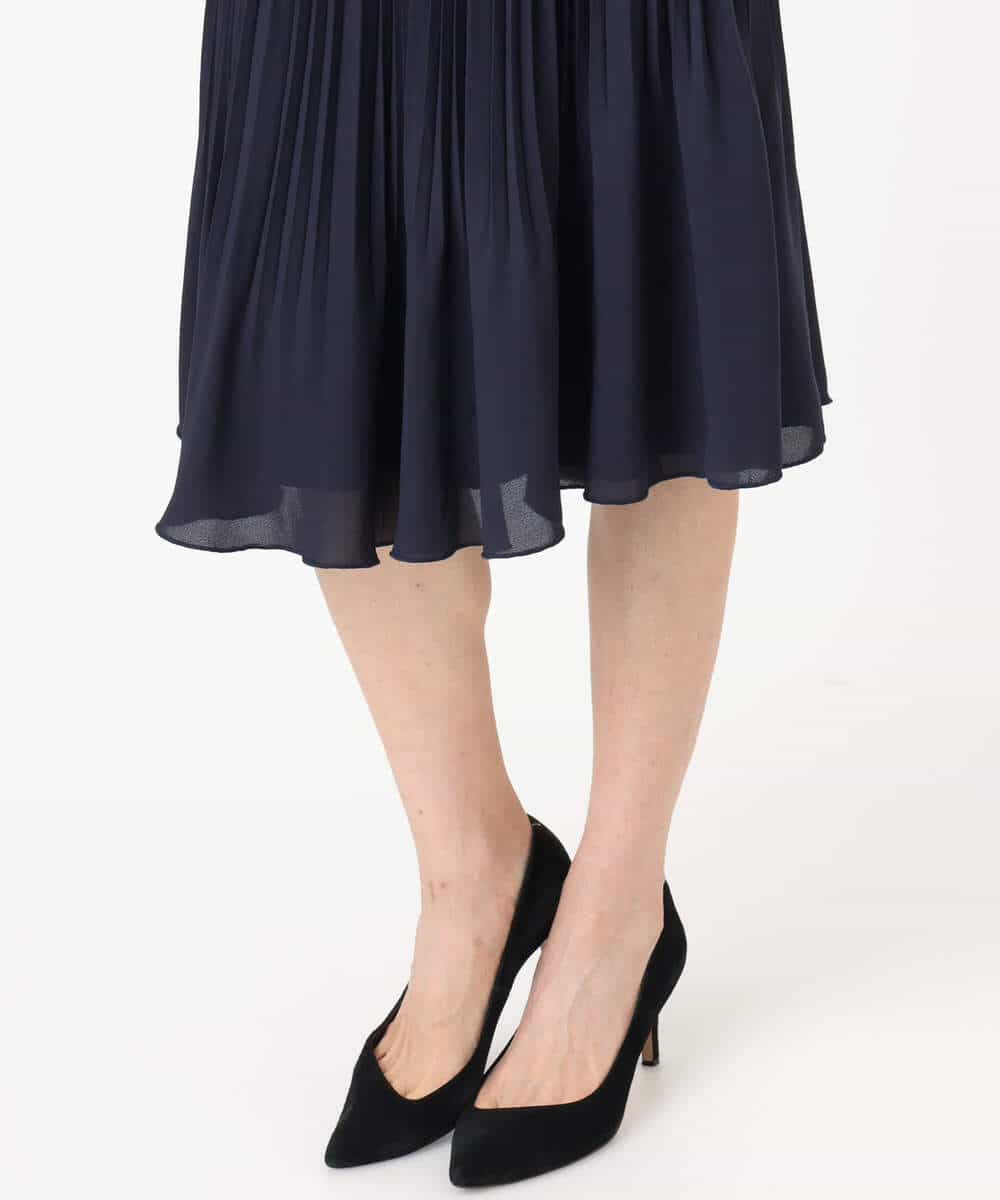 FKHFD12150 MK MICHEL KLEIN(MK ミッシェルクラン) リバーシブルシフォンプリーツスカート/洗える ネイビー