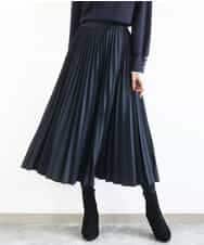 FKHFD15180 MK MICHEL KLEIN(MK ミッシェルクラン) プリーツデザインスカート/洗える ネイビー