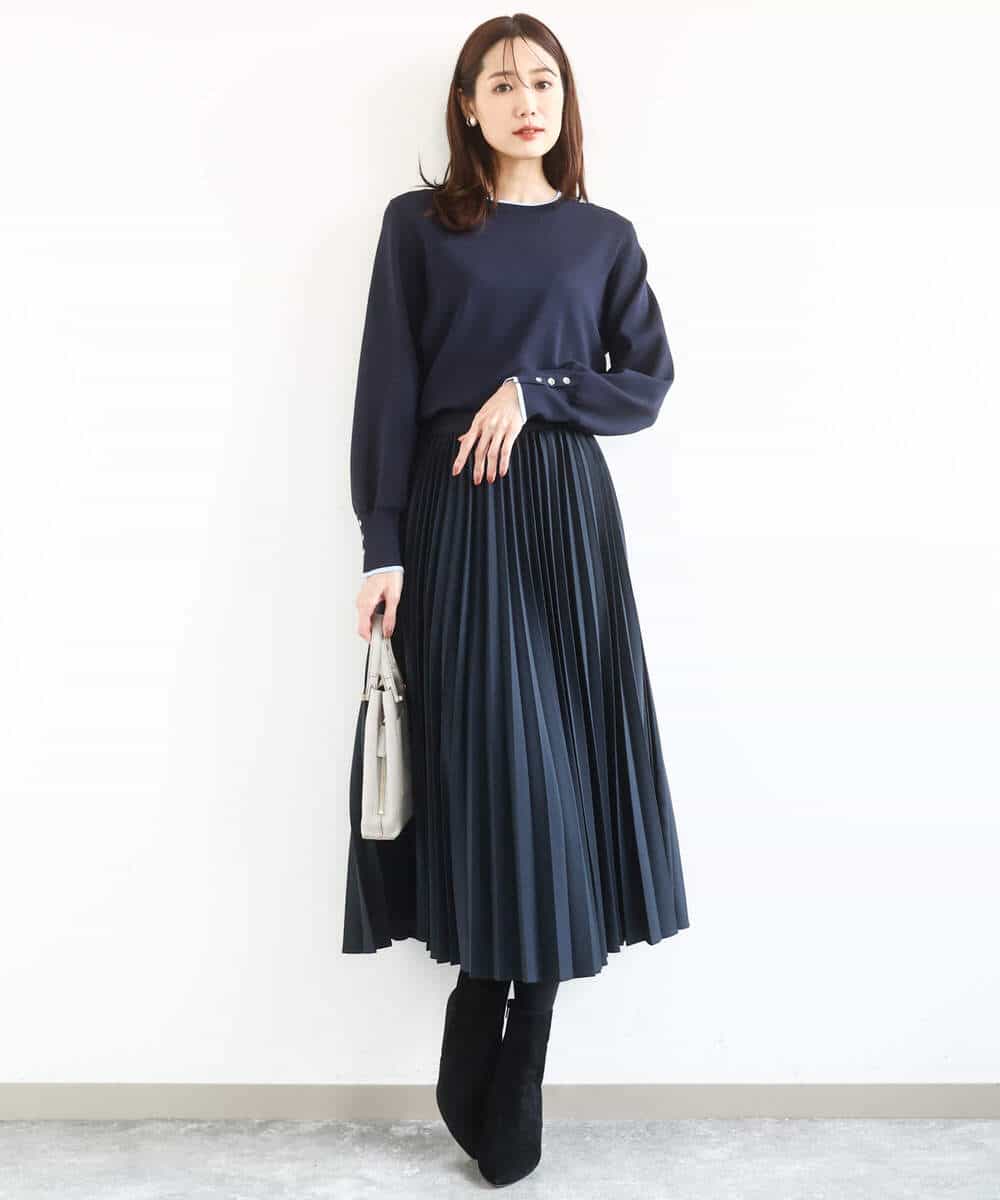 FKHFD15180 MK MICHEL KLEIN(MK ミッシェルクラン) プリーツデザインスカート/洗える ベージュ