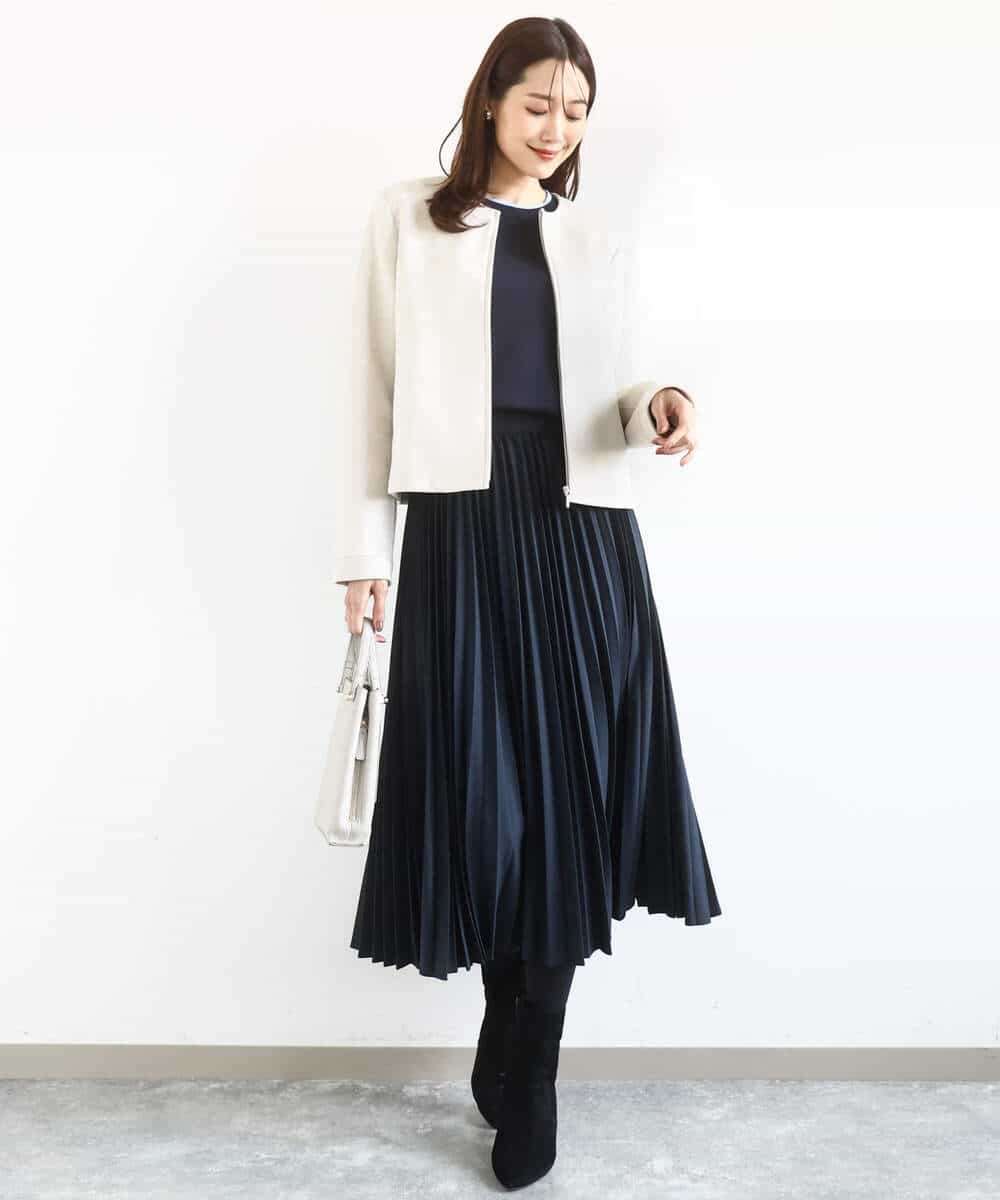 FKHFD15180 MK MICHEL KLEIN(MK ミッシェルクラン) プリーツデザインスカート/洗える ベージュ