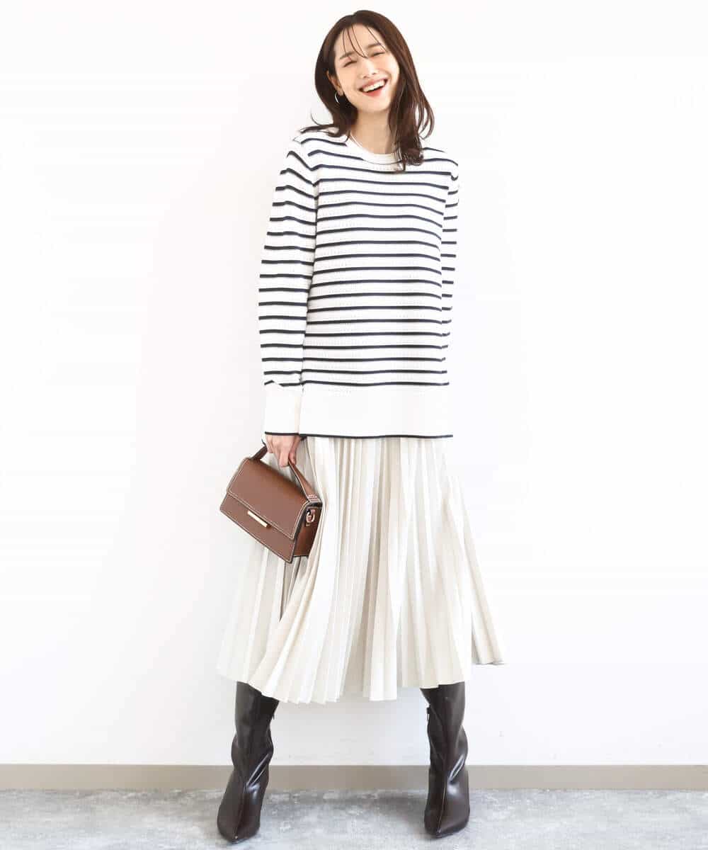 FKHFD15180 MK MICHEL KLEIN(MK ミッシェルクラン) プリーツデザインスカート/洗える ベージュ