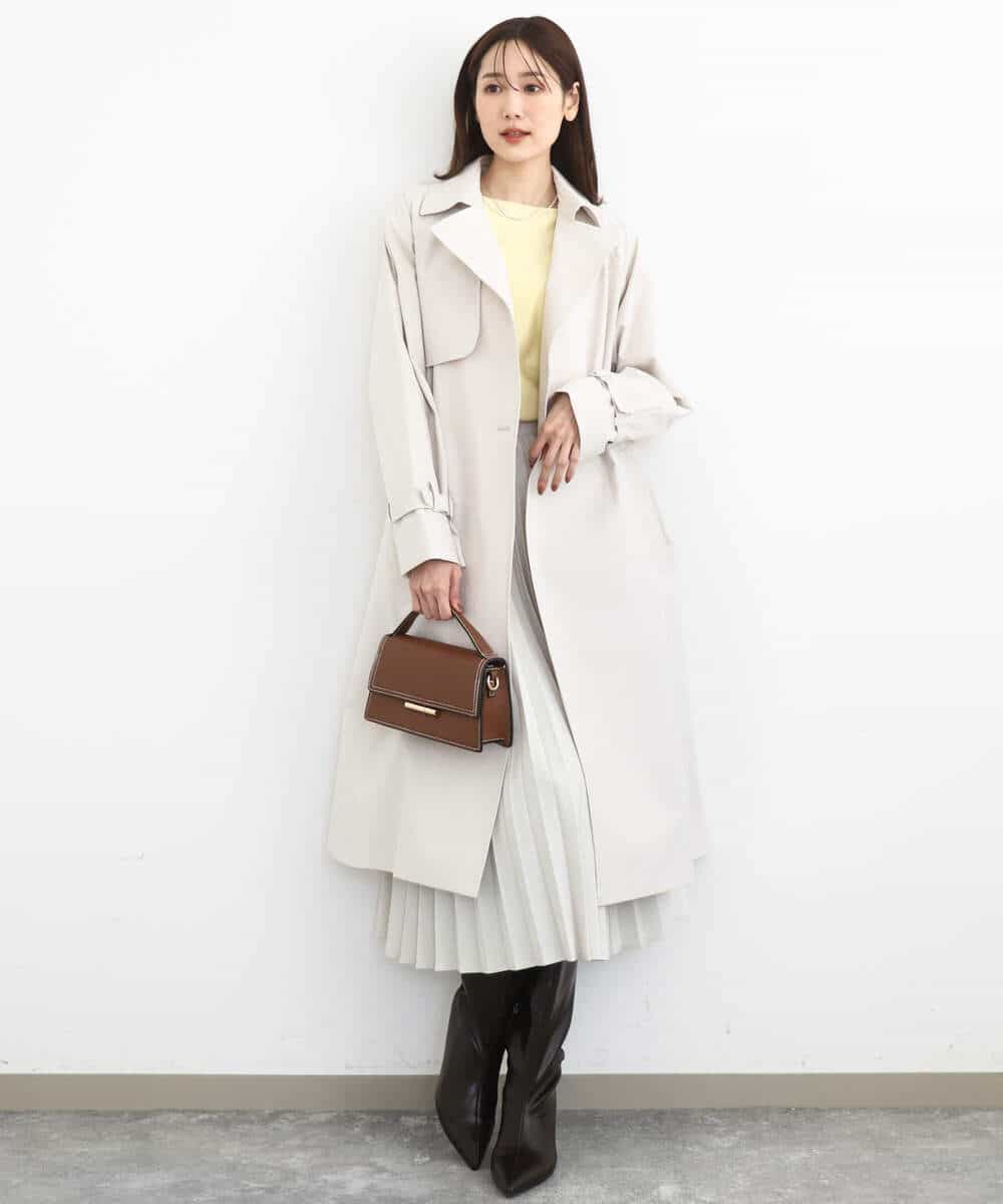 FKHFD15180 MK MICHEL KLEIN(MK ミッシェルクラン) プリーツデザインスカート/洗える ベージュ