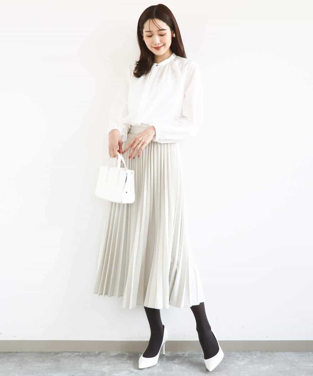 FKHFD15180 MK MICHEL KLEIN(MK ミッシェルクラン) プリーツデザインスカート/洗える ベージュ