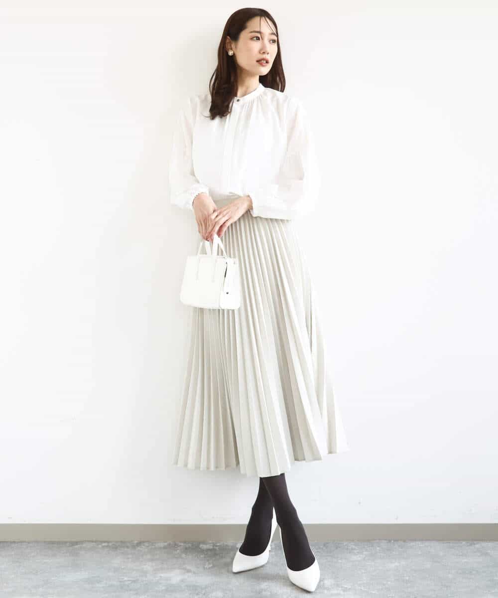 FKHFD15180 MK MICHEL KLEIN(MK ミッシェルクラン) プリーツデザインスカート/洗える ベージュ