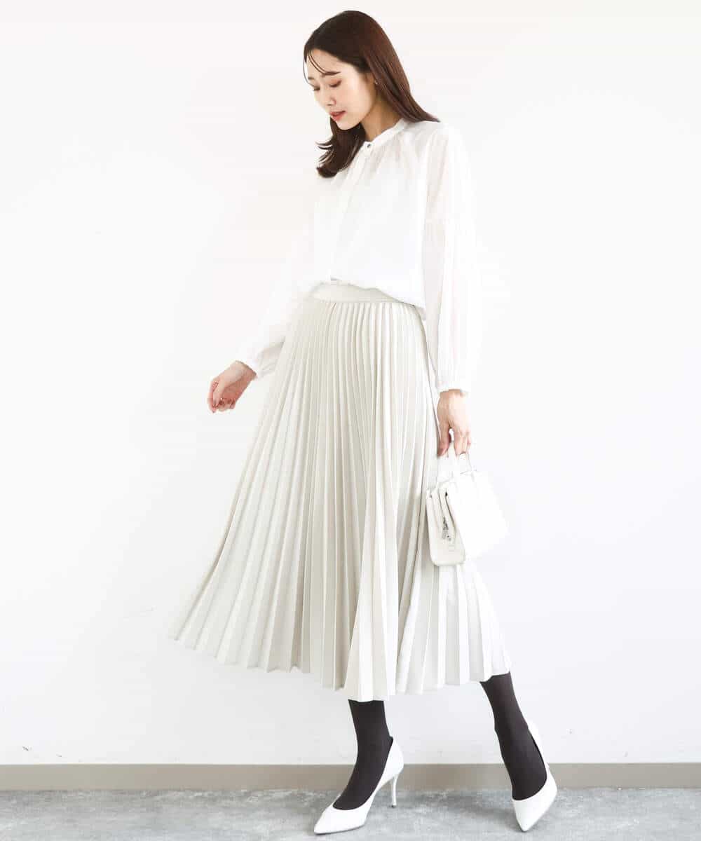 FKHFD15180 MK MICHEL KLEIN(MK ミッシェルクラン) プリーツデザインスカート/洗える ベージュ