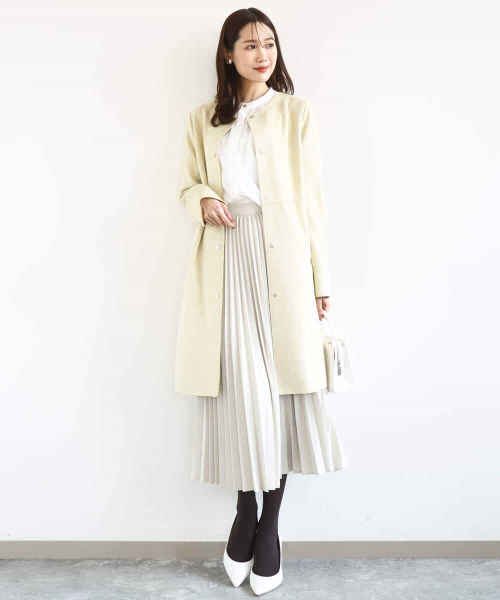 FKHFD15180 MK MICHEL KLEIN(MK ミッシェルクラン) プリーツデザインスカート/洗える ベージュ