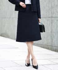 FKHFD65170 MK MICHEL KLEIN(MK ミッシェルクラン) ファンシーツイードスカート/セットアップ対応/洗える ネイビー