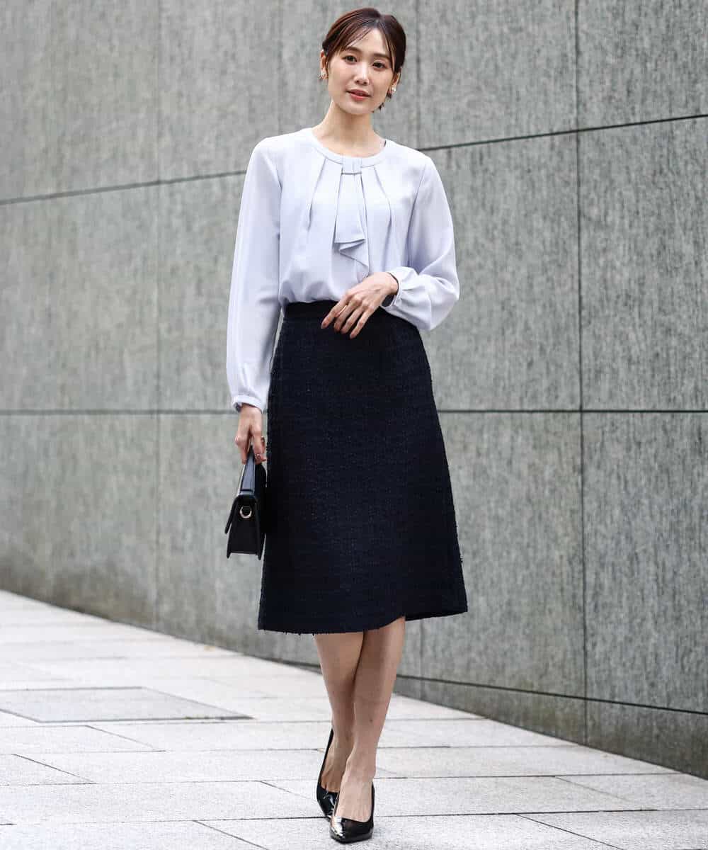 FKHFD65170 MK MICHEL KLEIN(MK ミッシェルクラン) ファンシーツイードスカート/セットアップ対応/洗える アイボリー