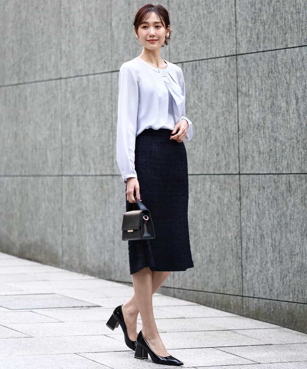 FKHFD65170 MK MICHEL KLEIN(MK ミッシェルクラン) ファンシーツイードスカート/セットアップ対応/洗える アイボリー