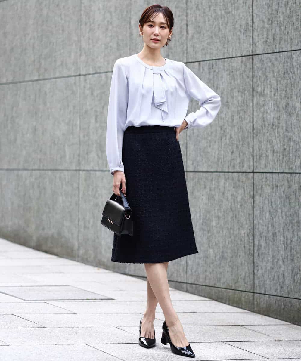 FKHFD65170 MK MICHEL KLEIN(MK ミッシェルクラン) ファンシーツイードスカート/セットアップ対応/洗える アイボリー