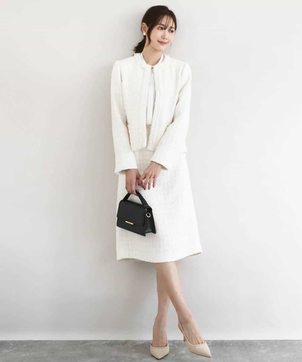 FKHFD65170 MK MICHEL KLEIN(MK ミッシェルクラン) ファンシーツイードスカート/セットアップ対応/洗える アイボリー