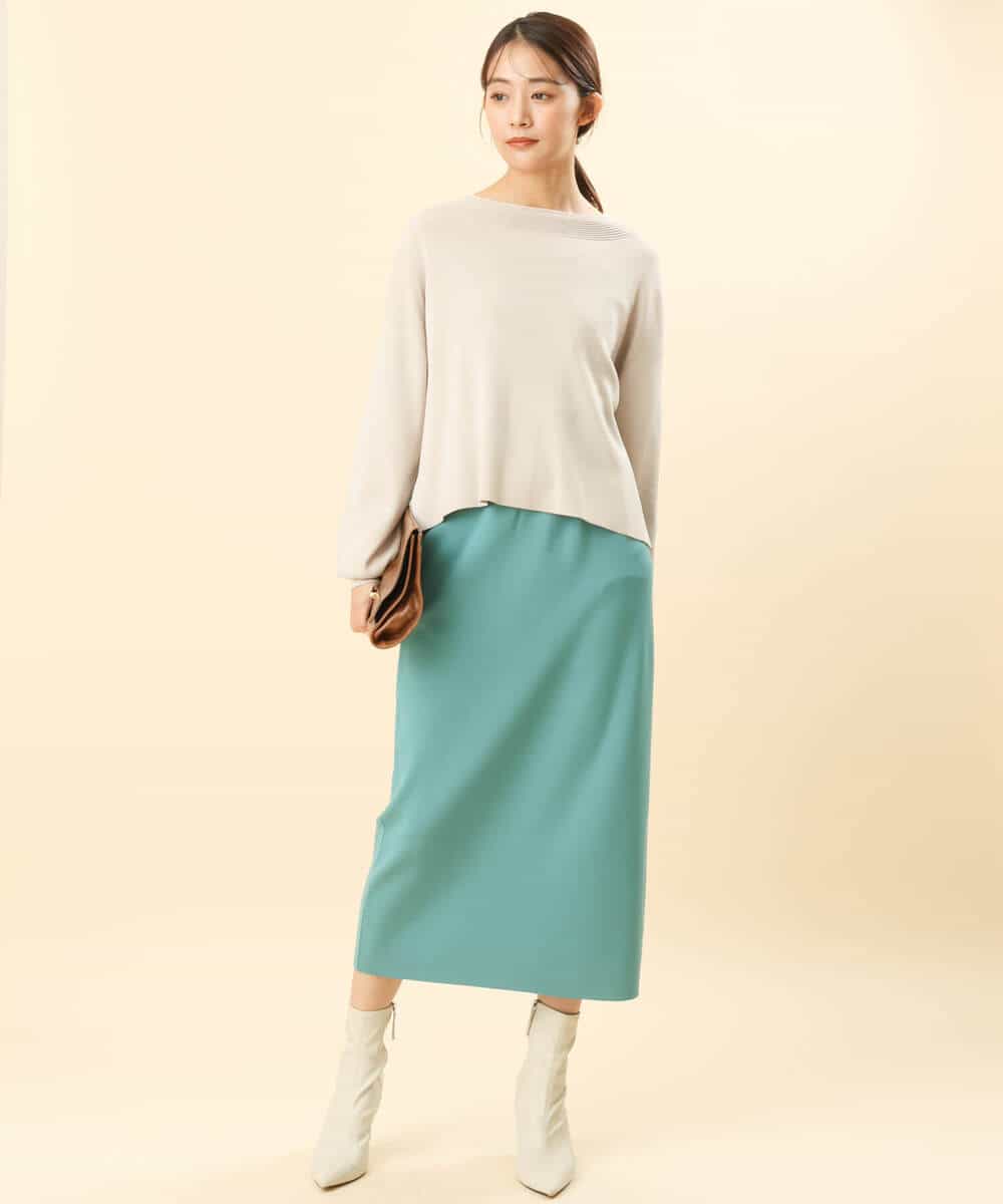 FKHFS01140 MK MICHEL KLEIN(MK ミッシェルクラン) ストレートニットスカート/洗える ネイビー